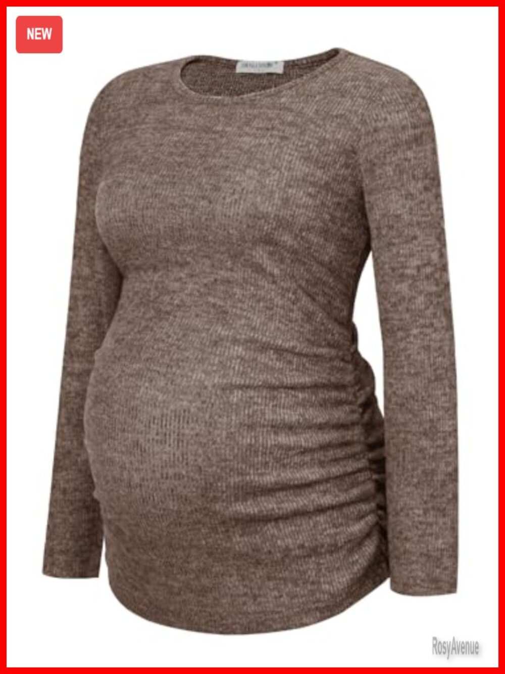Smallshow Maternity Sweater Shirt Long Sleeve Ribbed Knit Side Ruched